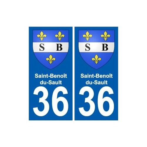 36 Saint-Benoît-Du-Sault Blason Autocollant Plaque Stickers Ville - Couleur : Droits - Angles : Droits