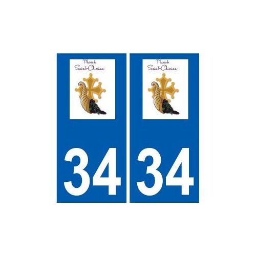 34 Saint-Chinian Logo Autocollant Plaque Stickers Ville - Couleur : Droits - Angles : Droits
