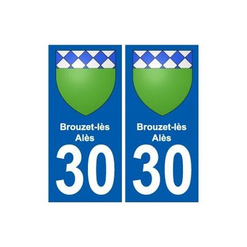 30 Brouzet-Lès-Alès Blason Autocollant Plaque Stickers Ville - Couleur : Droits - Angles : Droits