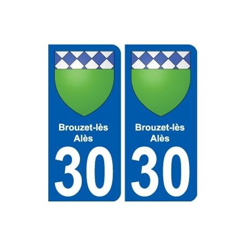 30 Brouzet-Lès-Alès Blason Autocollant Plaque Stickers Ville - Couleur : Arrondis - Angles : Arrondis