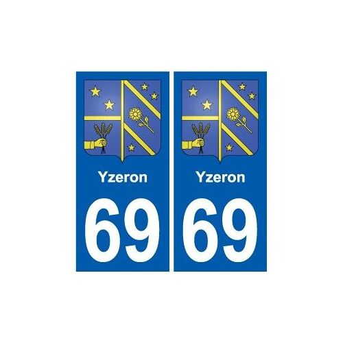 69 Yzeron Blason Autocollant Plaque Stickers Ville - Couleur : Droits - Angles : Droits