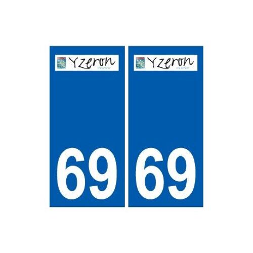 69 Yzeron Logo Autocollant Plaque Stickers Ville - Couleur : Droits - Angles : Droits