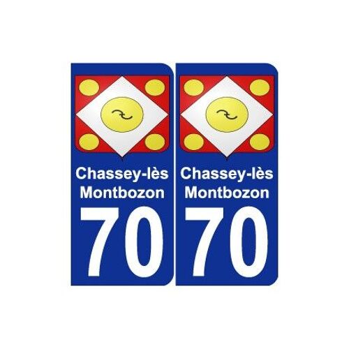 70 Chassey-Lès-Montbozon Blason Autocollant Plaque Stickers Ville - Couleur : Arrondis - Angles : Arrondis