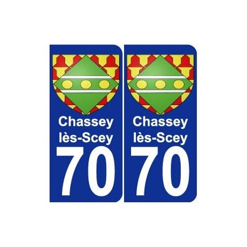 70 Chassey-Lès-Scey Blason Autocollant Plaque Stickers Ville - Couleur : Arrondis - Angles : Arrondis