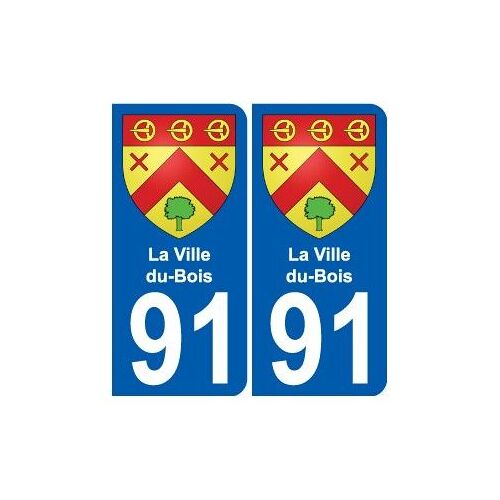 91 La Ville-Du-Bois Blason Autocollant Plaque Stickers Ville - Couleur : Arrondis - Angles : Arrondis