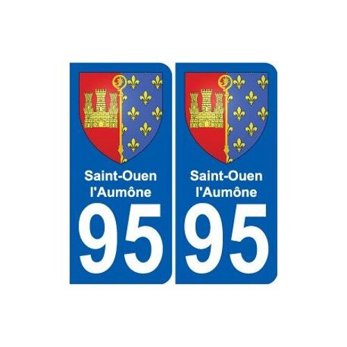 95 Saint-Ouen-L'aumône Blason Autocollant Plaque Stickers Ville - Couleur : Arrondis - Angles : Arrondis