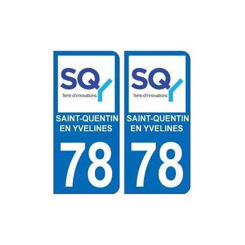78 Saint Quentin Yvelines Autocollant Plaque Immatriculation Auto Ville Sticker - Couleur : Arrondis - Angles : Arrondis