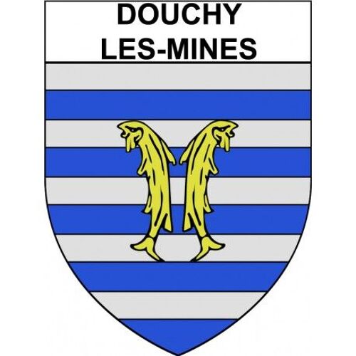 Douchy-Les-Mines 59 Ville Stickers Blason Autocollant Adhésif - Taille : 8 Cm