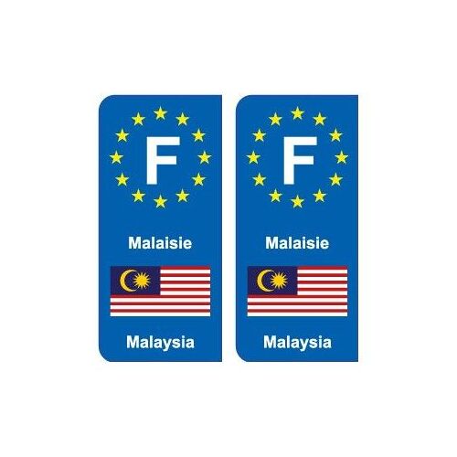 F Europe Malaisie Malaysia 2 Autocollant Plaque - Couleur : Arrondis - Angles : Arrondis