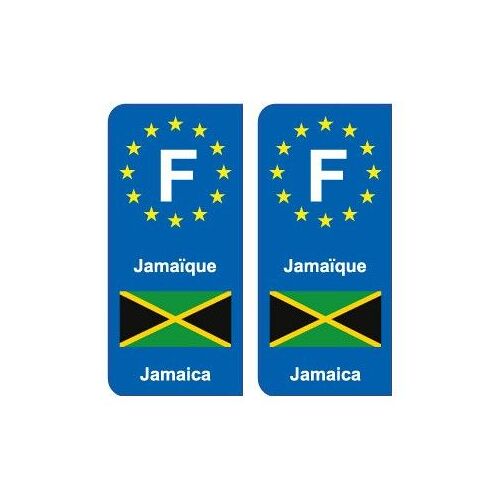 F Europe Jamaïque Jamaica 2 Autocollant Plaque - Couleur : Arrondis - Angles : Arrondis