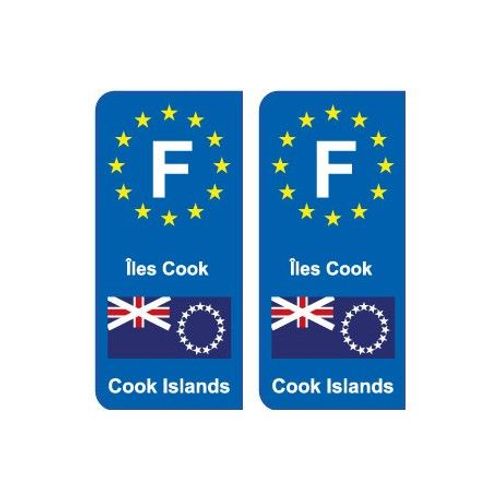 F Europe Îles Cook Cook Islands 2 Autocollant Plaque - Couleur : Arrondis - Angles : Arrondis