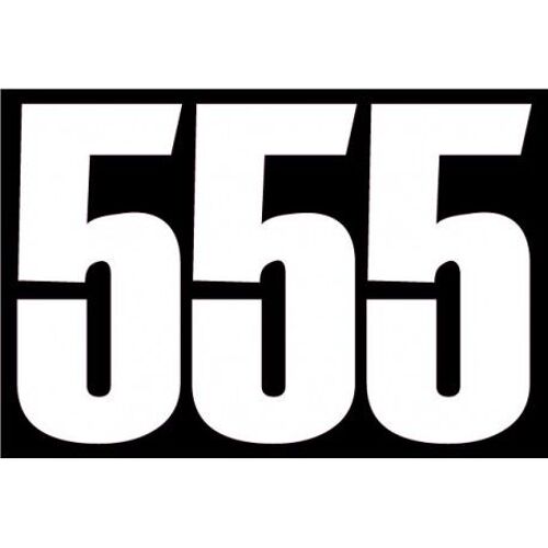 Set 3x Autocollant Sticker Voiture Moto Porte Numéro Chiffre Course 555 Blanc Logo 3531