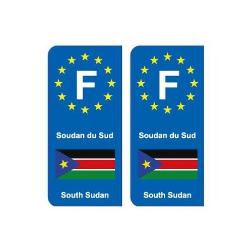 F Europe Soudan Du Sud South Sudan 2 Autocollant Plaque - Couleur : Arrondis - Angles : Arrondis