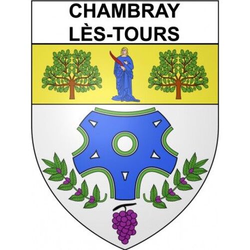 Chambray-Lès-Tours 37 Ville Stickers Blason Autocollant Adhésif - Taille : 17 Cm