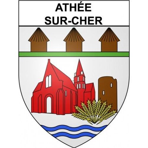 Athée-Sur-Cher 37 Ville Stickers Blason Autocollant Adhésif - Taille : 12 Cm
