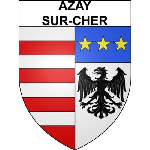 Azay-Sur-Cher 37 Ville Stickers Blason Autocollant Adhésif - Taille : 4 Cm