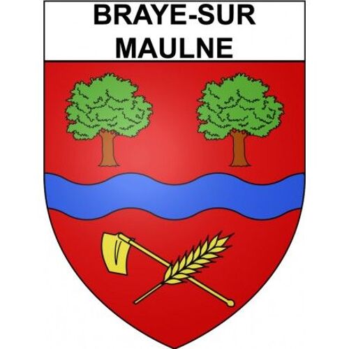 Braye-Sur-Maulne 37 Ville Stickers Blason Autocollant Adhésif - Taille : 17 Cm