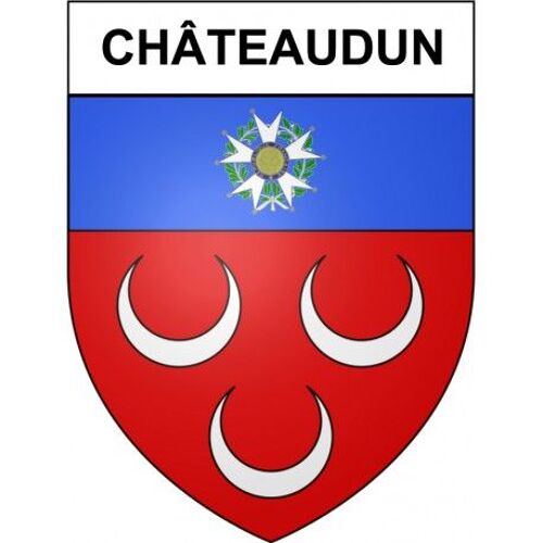 Châteaudun 28 Ville Stickers Blason Autocollant Adhésif - Taille : 8 Cm