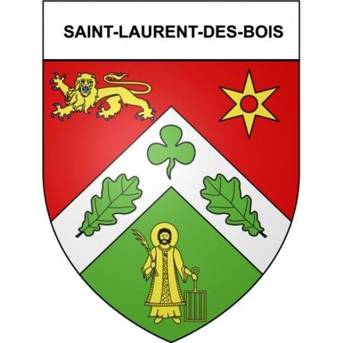 Saint-Laurent-Des-Bois 27 Ville Stickers Blason Autocollant Adhésif - Taille : 4 Cm