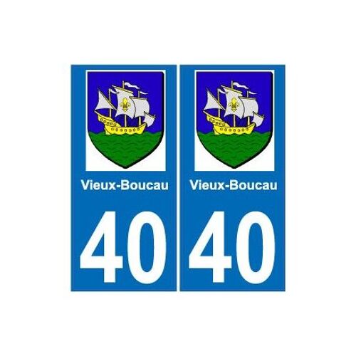 40 Vieux-Boucau Autocollant Plaque Blason Armoiries Stickers Département Ville - Couleur : Droits - Angles : Droits