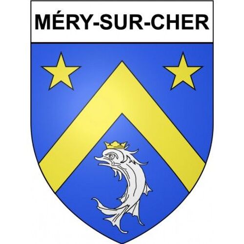 Méry-Sur-Cher 18 Ville Stickers Blason Autocollant Adhésif - Taille : 12 Cm
