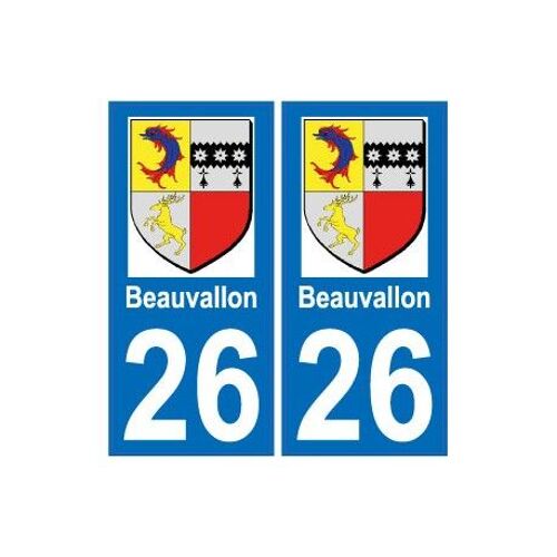 26 Beauvallon Ville Sticker Autocollant Plaque Immatriculation Auto - Couleur : Droits - Angles : Droits