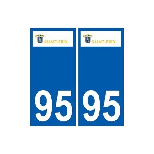 95 Saint-Prix Logo Autocollant Sticker Plaque Immatriculation Ville - Couleur : Droits - Angles : Droits
