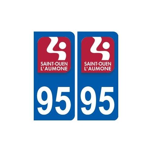 95 Saint-Ouen-L'aumône Logo Autocollant Sticker Plaque Immatriculation Ville - Couleur : Arrondis - Angles : Arrondis