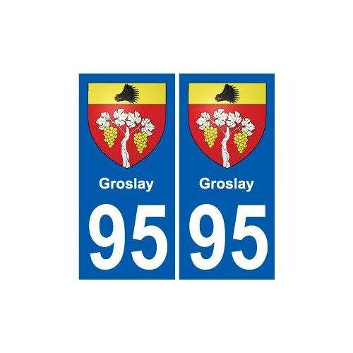 95 Groslay Blason Autocollant Plaque Stickers Ville - Couleur : Droits - Angles : Droits