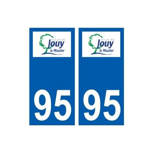 95 Jouy-Le-Moutier Logo Autocollant Sticker Plaque Immatriculation Ville - Couleur : Droits - Angles : Droits