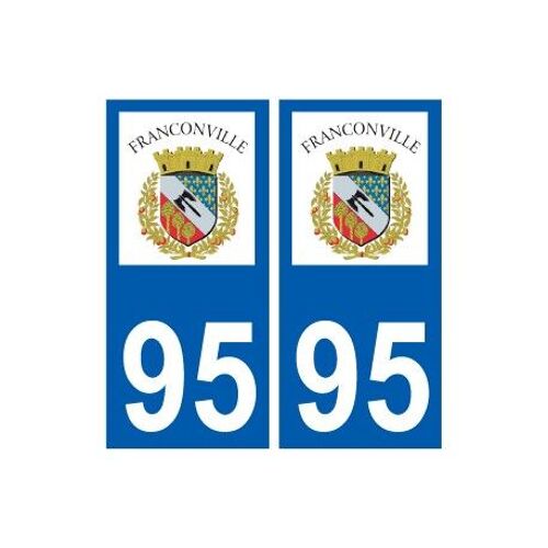 95 Franconville Logo Autocollant Sticker Plaque Immatriculation Ville - Couleur : Droits - Angles : Droits