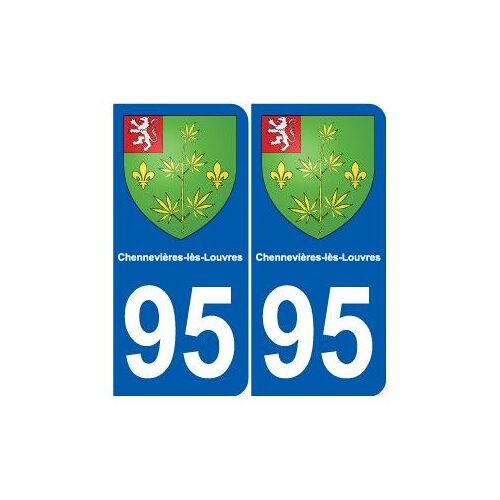 95 Chennevières-Lès-Louvres Blason Autocollant Plaque Stickers Ville - Couleur : Arrondis - Angles : Arrondis