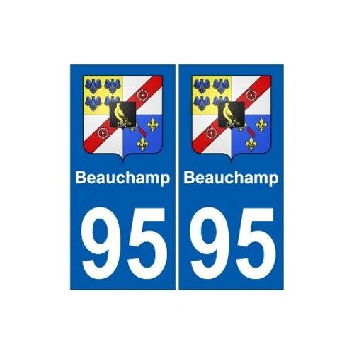 95 Beauchamp Blason Autocollant Plaque Stickers Ville - Couleur : Droits - Angles : Droits