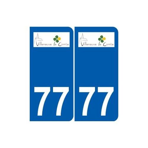 77 Villeneuve-Le-Comte Logo Autocollant Plaque Stickers Ville - Couleur : Arrondis - Angles : Arrondis