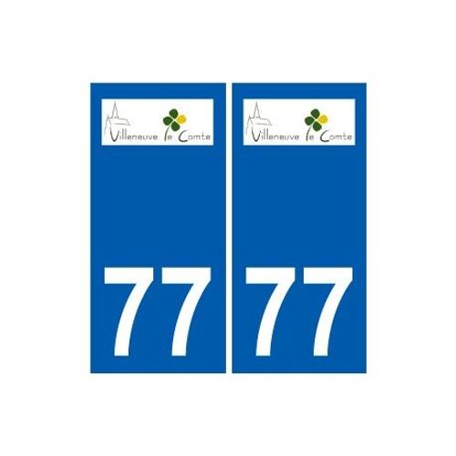 77 Villeneuve-Le-Comte Logo Autocollant Plaque Stickers Ville - Couleur : Droits - Angles : Droits