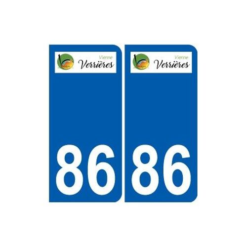 86 Verrières Logo Autocollant Plaque Stickers Ville - Couleur : Arrondis - Angles : Arrondis