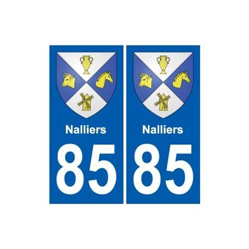 85 Nalliers Blason Autocollant Plaque Stickers Ville - Couleur : Droits - Angles : Droits