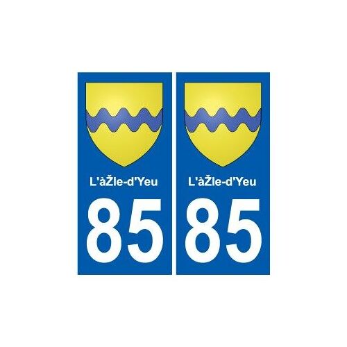 85 L'île-D'yeu Blason Autocollant Plaque Stickers Ville Immatriculation Auto - Couleur : Droits - Angles : Droits