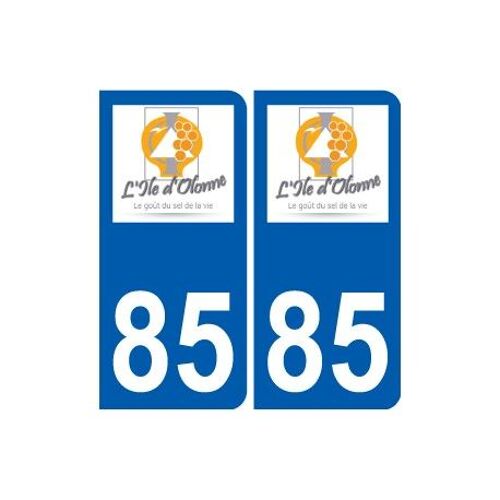 85 L'île-D'olonne Logo Sticker Plate Registration Stickers City - Couleur : Arrondis - Angles : Arrondis