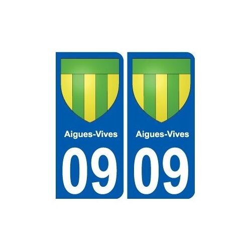 09 Aigues-Vives Blason Autocollant Plaque Stickers Ville - Couleur : Arrondis - Angles : Arrondis