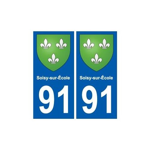 91 Soisy-Sur-École Blason Autocollant Plaque Stickers Ville - Couleur : Droits - Angles : Droits