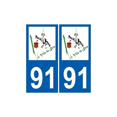 91 La Ville-Du-Bois Logo Autocollant Plaque Stickers Ville - Couleur : Droits - Angles : Droits
