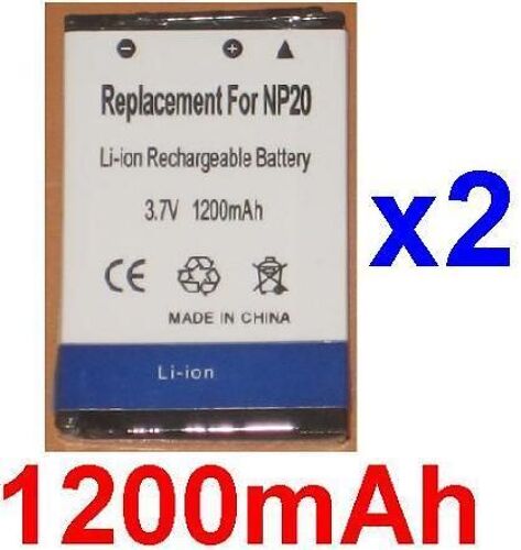 Pack de 2 Batteries Générique Pour Casio NP20 NP-20 NP-20DBA - 1200 mAh - Compatible Exilim EX-M1, M2, M20, M20U, Exilim EX-S1, S1PM