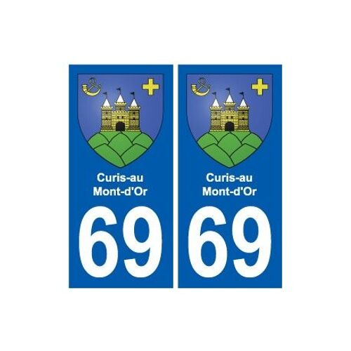69 Curis-Au-Mont-D_Or Blason Autocollant Plaque Stickers Ville - Couleur : Droits - Angles : Droits