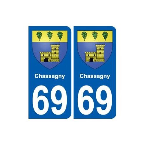 69 Chassagny Blason Autocollant Plaque Stickers Ville - Couleur : Arrondis - Angles : Arrondis