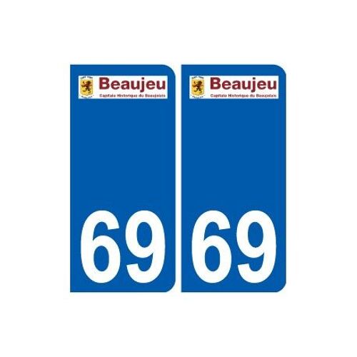 69 Beaujeu Logo Autocollant Plaque Stickers Ville - Couleur : Arrondis - Angles : Arrondis