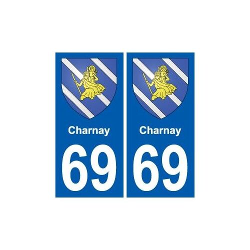 69 Charnay Blason Autocollant Plaque Stickers Ville - Couleur : Droits - Angles : Droits