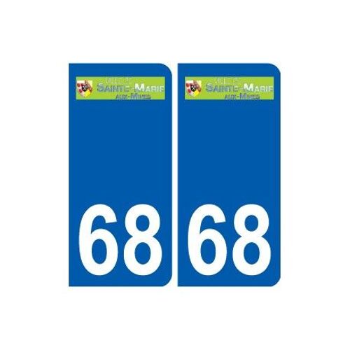 68 Sainte-Marie-Aux-Mines Logo Autocollant Plaque Stickers Ville - Couleur : Arrondis - Angles : Arrondis