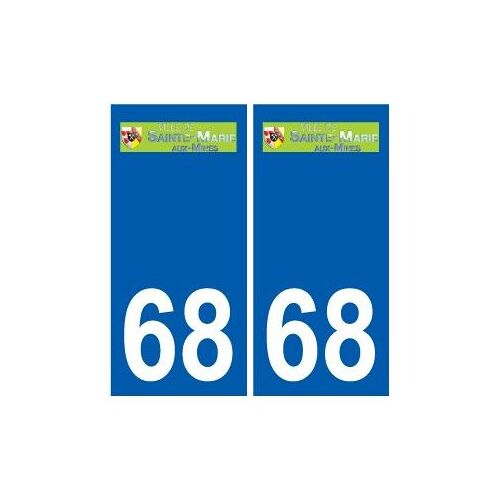 68 Sainte-Marie-Aux-Mines Logo Autocollant Plaque Stickers Ville - Couleur : Droits - Angles : Droits