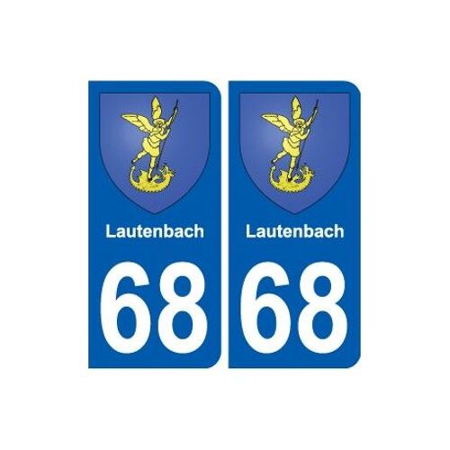 68 Lautenbach Blason Autocollant Plaque Stickers Ville - Couleur : Arrondis - Angles : Arrondis